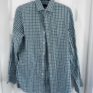 J. Crew Teal and White Checkered Button Down Shirt